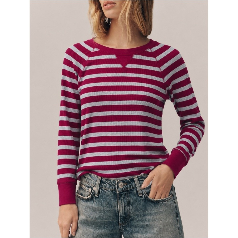 Old Navy Pink/Gray Thermal Waffle Long Sleeve Shirt